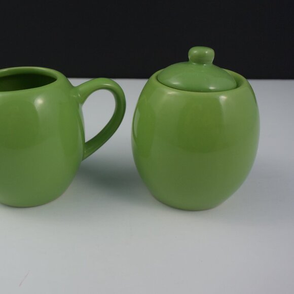 Old Amsterdam Porcelain Works Mojito Lime Creamer & Sugar Set EUC Like New - Picture 3 of 8